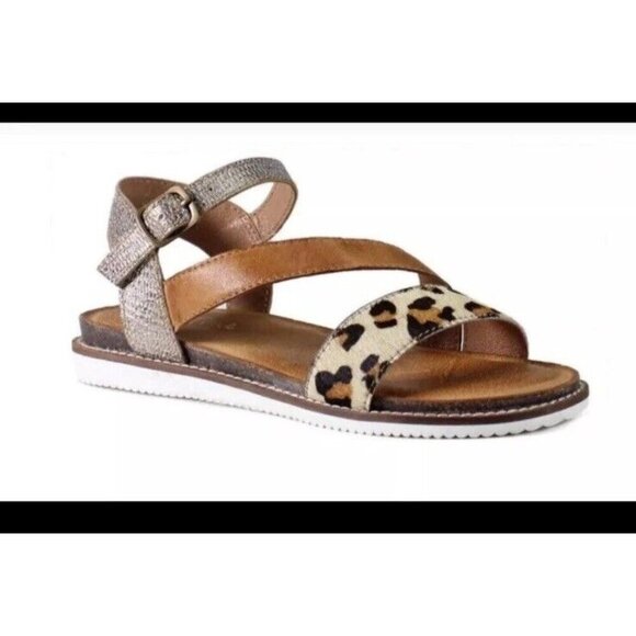 Diba True NEW Women’s Leopard Print And Gold Leather  Fiesta Time Sandals 8.5 - Picture 1 of 3